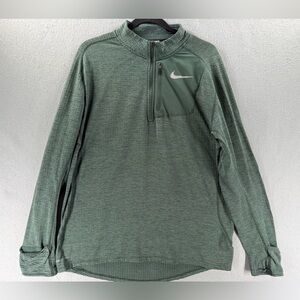 Nike Running 1/4 Zip Pullover Mens L Green Element Therma Sphere Thumb Holes